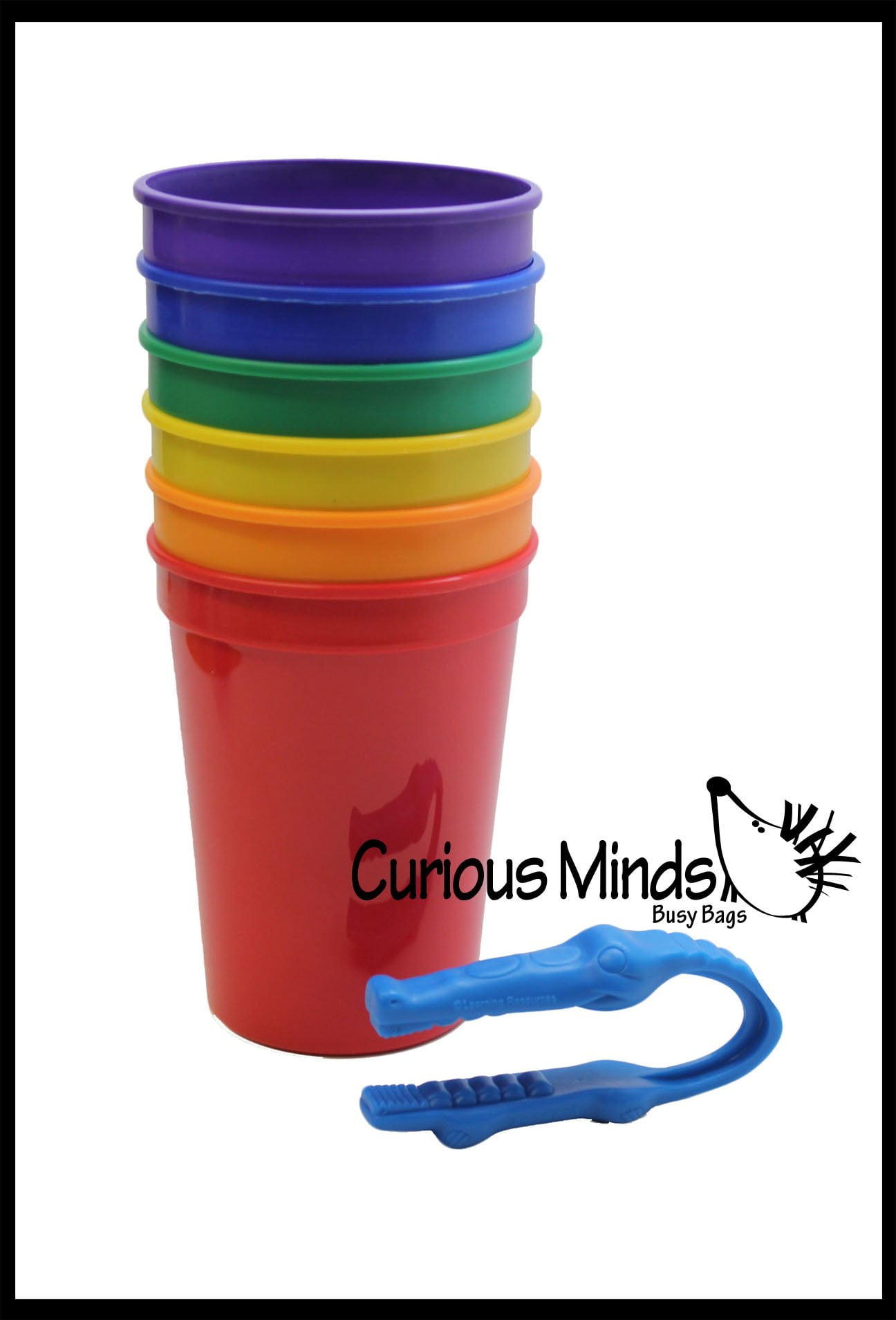 6 Color Sorting Cups with Tong for Preschool and Early Childhood Education - Color learning toy - Sorting Tray