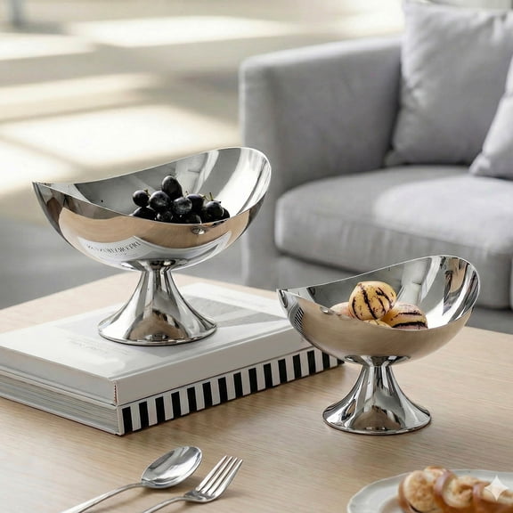 CozeLy Metal Fruit Tray Ornament Decorative Pedestal Snack Serving Tray Centerpiece for Entryway Kitchen Living Room and Home Decoration