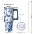 thumbnail image 2 of OBREWU Blue Roses and Butterflies Pattern Tumbler with Handle and Lid,Blue Roses and Butterflies Pattern 40oz Double Wall Vacuum Insulated Tumbler,Cups Gift for Women and Men, 2 of 7