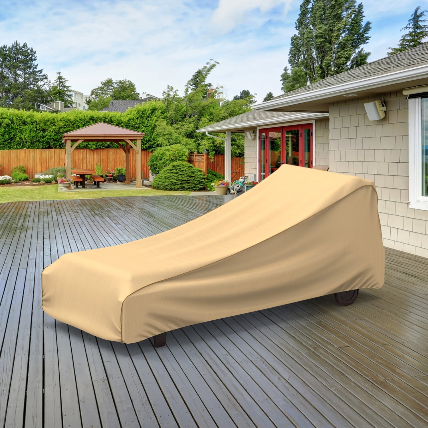 Budge XLarge Tan Patio Chaise Cover, StormBlock™ Savanna