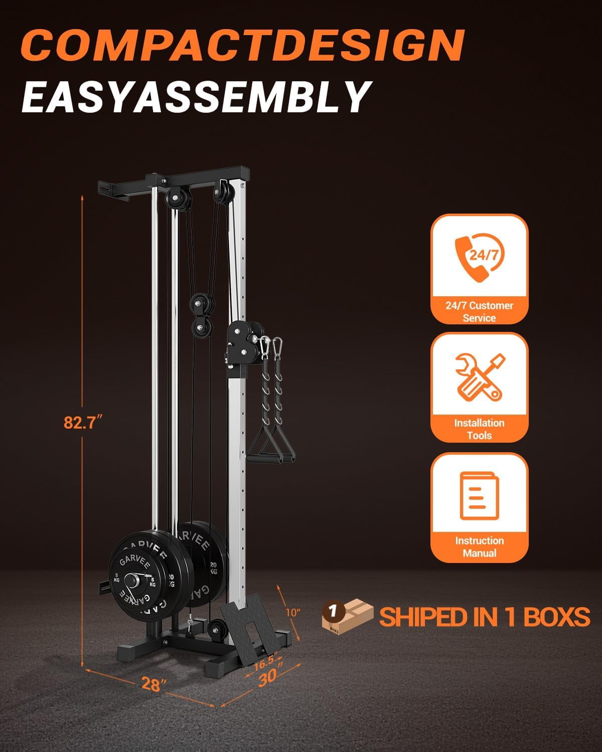 Wall Mount Cable Station, Cable Crossover Machine with 18 Positions, 400LB Capacity, High and Low Cable Crossover Machine for Garage Home Gym