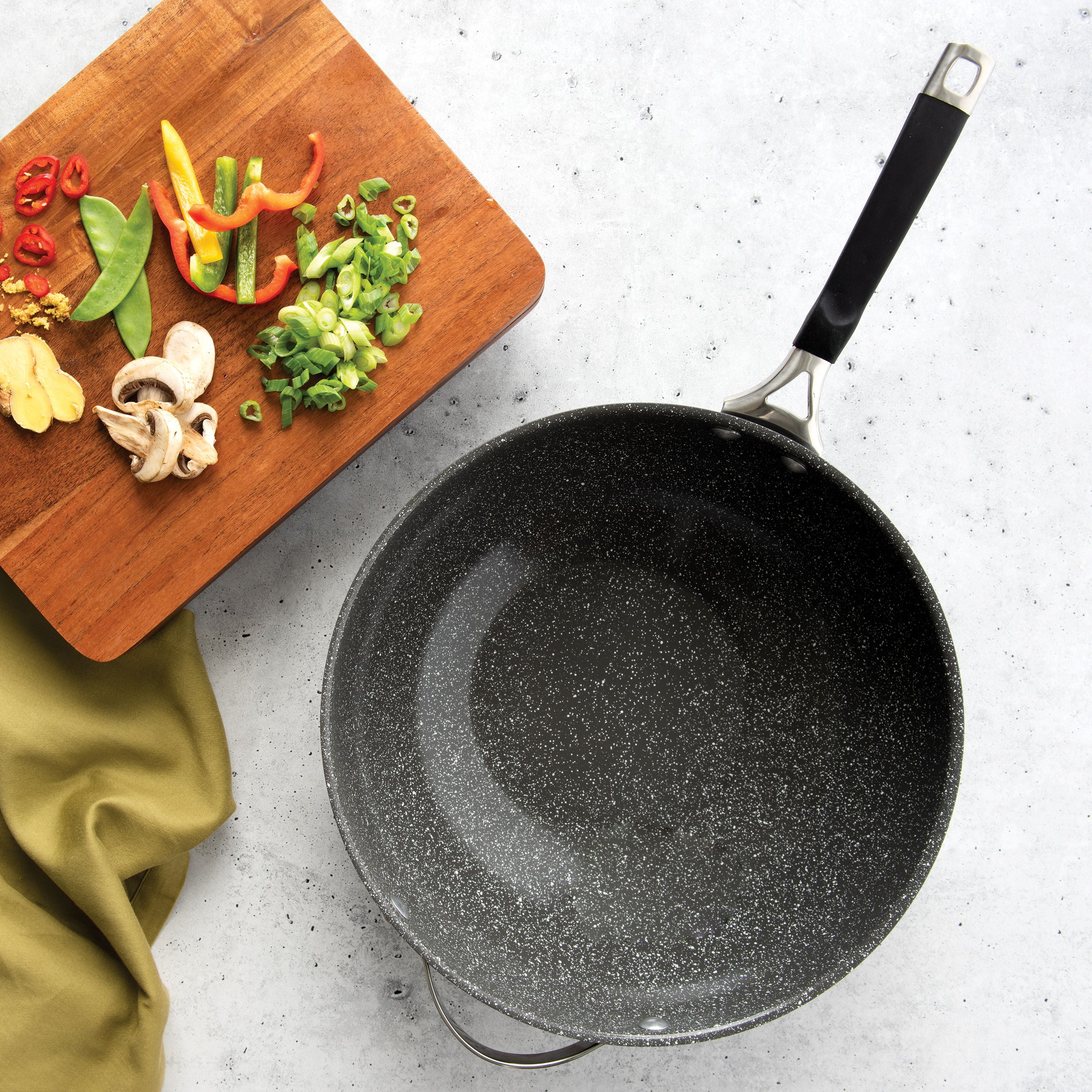 Nordic Ware 12" Verde Ceramic Coated Wok, Gray with Speckle