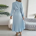 thumbnail image 5 of Toonshare Clearance,Maxi Dresses for Women Summer,Long Sleeve Stand Collar Waist In Gown Dresses,Spring Dress,Wrap Dress for Women Light Blue S, 5 of 5