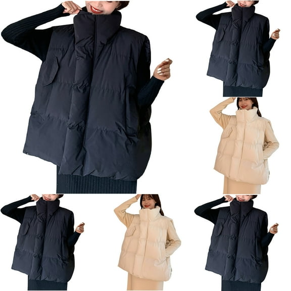 Eltusu Women Puffer Vests, Warm Sleeveless Windproof Waterproof Winter Coat Black Size S-XL