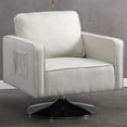 thumbnail image 2 of Kadyn Swivel Accent Barrel Chair, Linen Armchair with 360 Degree Swiveling and Side Pocket for Living Room, Beige, 2 of 10