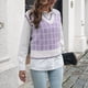 thumbnail image 2 of Chaleco de suéter para mujer suéter sin mangas a cuadros tejido de poliéster suave lavable a máquina informal de moda para citas de invierno ANGGREK Otros, 2 of 7
