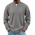 thumbnail image 2 of hotojiny Mens Quarter Zip Pullover Casual Textured Golf Shirts Lightweight Long Sleeve Sweatshirt for Hiking Workout(Gray,Small), 2 of 7