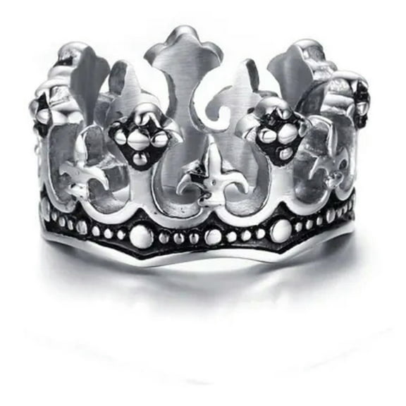 Fashion Crown Goth Band Men's Stainless Steel Retro Punk Jewelry Ring Size 8-12