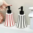thumbnail image 6 of Striped Hotel Home Soap Dispenser Push Lotion Dispensing Bottle Curved 350ml Black/Red, 6 of 6