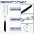 thumbnail image 4 of 3pcs Telescoping Inspection Mirror 2 x 4" Square 11.4" to 30.7" 360 Degree Stainless Steel Inspection Swivel Head Extendable Mirrors with Pocket Clip for Technicians, Black, 4 of 7