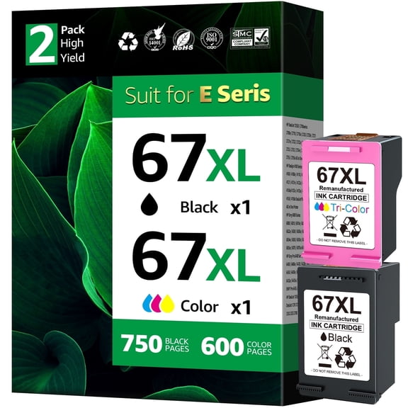 67XL Ink Cartridges Compatible for  67 Ink Cartridges DeskJet 2755e 2855e 4155e 4255e 6055e 6065e