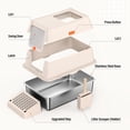 thumbnail image 2 of Removable Stainless Steel Cat Litter Box with lid, Front & Top Entry Kitty LitterBox，Cat Litter Box Enclosure, XL Extra Large High-Sided Metal Cat Box with Scoop,Mat,Footboard (Cream), 2 of 7