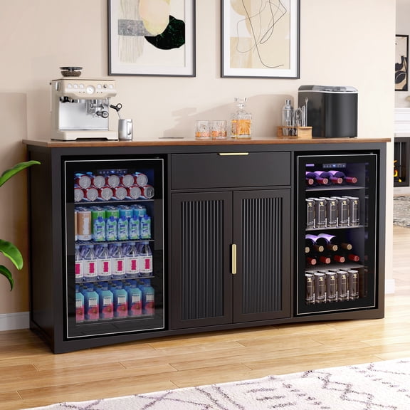 Long Coffee Bar Cabinet with Fridge Space, 70.1" M