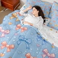 thumbnail image 4 of Castle Fairy Cartoon Bow Twin Bedding Sets,Kawaii Love Heart Print Bedding Comforter Set, 4 of 8