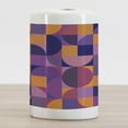 thumbnail image 2 of Retro Ceramic Toothbrush Holder, Geometric Formations Vintage Memphis Art Effects Avant Garde 70's Mosaic Style, Decorative Versatile Countertop for Bathroom, 4.5" X 2.7", Multicolor, 2 of 4