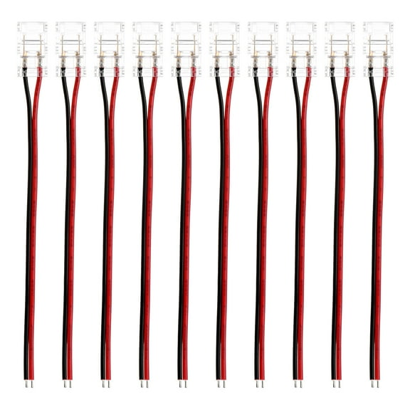 Uxcell 10-Pack 2-Pin 8mm LED Strip Lights Connectors for Single Color LED Light Strips COB 2835 3528 [Red Black]