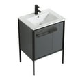 thumbnail image 2 of Fine Fixtures  Oakville Bathroom Vanity  with White Ceramic Sink Onix Grey - Black Hardware 24 Inch, 2 of 8