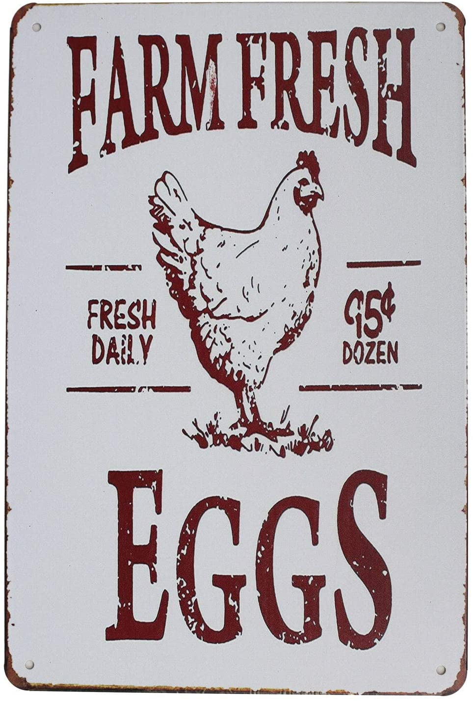 Fresh Eggs Farm Metal Decor Vintage Retro Metal Sign 