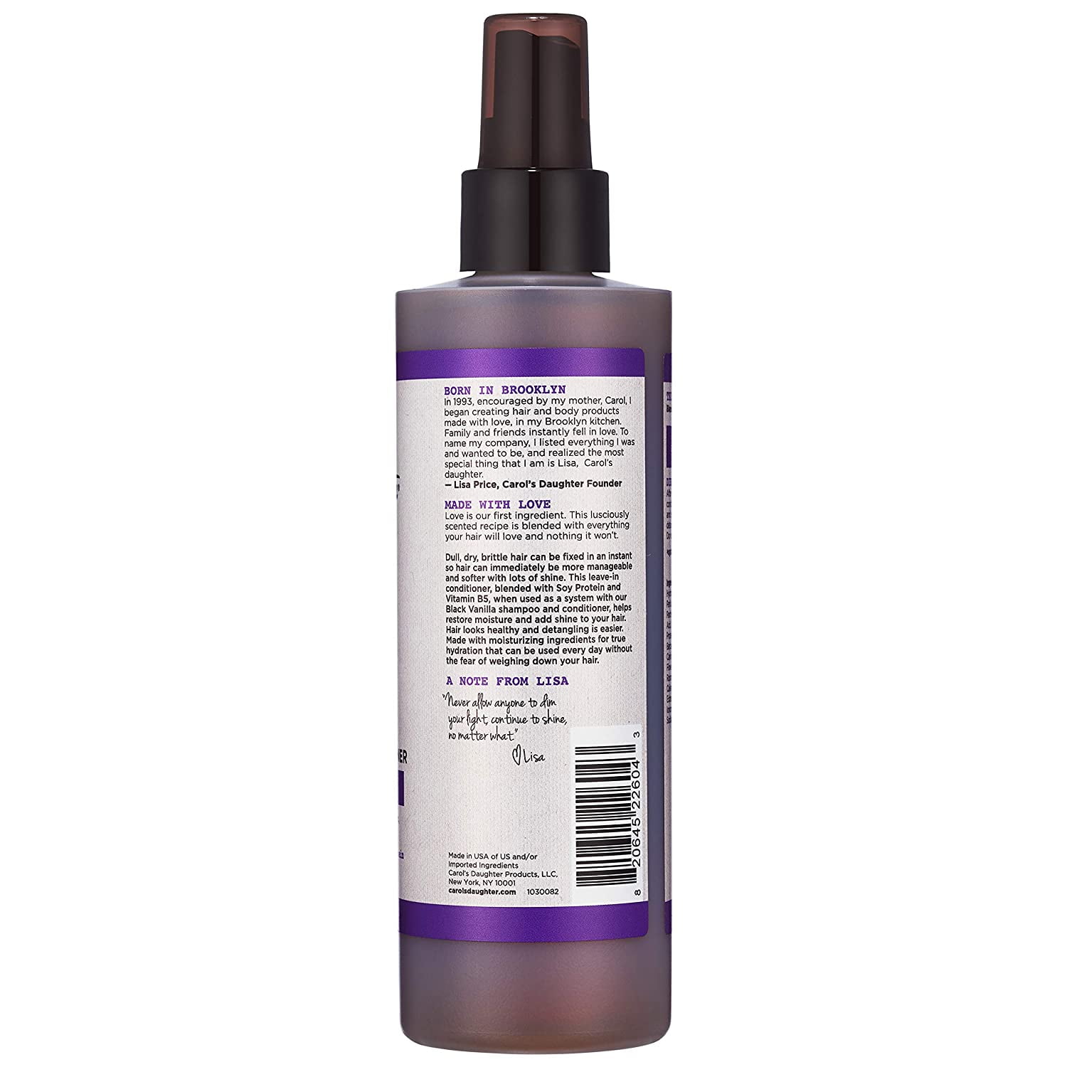 Black Vanilla Moisturizing Leave-In Conditioner by Carols Daughter for Unisex - 8 oz Conditioner