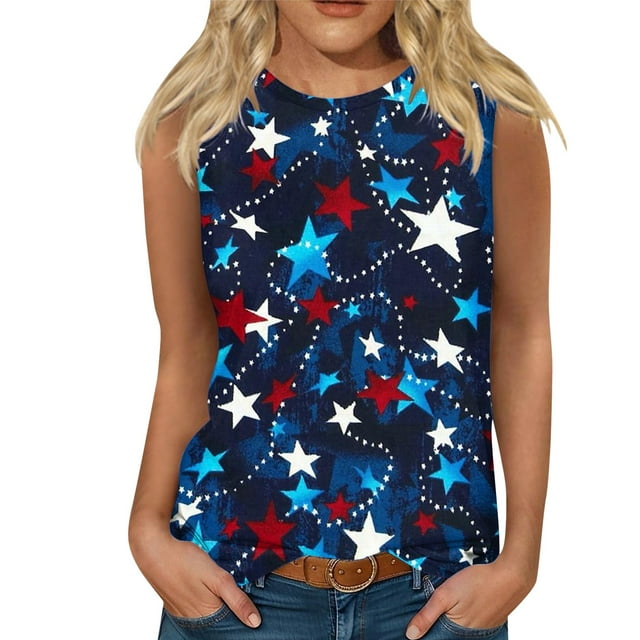 WZXFASHION Haut Imprimé Été Débardeur Femme 2025 Décontracté Col Rond Débardeur Offres du Jour Liquidation T-shirt Manches Courtes Femme