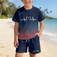 thumbnail image 5 of WERYOUNG Gradient Letter Print Summer Outfits For Kids Boys Girls Short Sleeve Crewneck Tops And Shorts Casual Two Piece Workout Sets Soft Clothes Sets 5-6 Years, 5 of 5