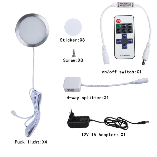 Luces para armarios interiores regulables con control remoto RF, accesorio de iluminación para mostrador, armario, estantería, cocina
