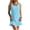 Blue, variant on Women's Sleeveless Scoop Neck Short Chemises - Textured Crinkled Fabric with Ruffled Hem, Loose Fit Loungewear Sleep Dress