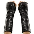 thumbnail image 2 of YTCAMLO Sparkly Sequin Carnival Gloves for Women and Girls Long Costume Gloves Fingerless Gloves Ealstic Rave Party Fashion Gloves, Black, 2 of 5