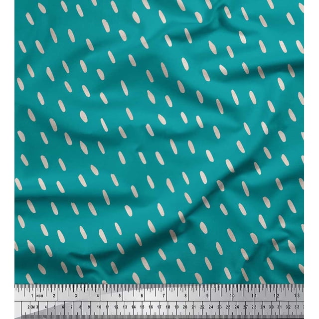 Soimoi Green polyester Crepe Fabric Brush Stroke Abstract Printed Fabric 1 Yard 52 Inch Wide