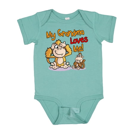 

Inktastic My Grandma Loves Me Monkey Gift Baby Boy or Baby Girl Bodysuit