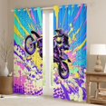 thumbnail image 2 of Castle Fairy Pop Art Motocross Black Out Curtains for Teens, Bright Burst Jump Curtains Pack of 2 (42x63 Each) for Vibrant Bedroom, Purple Pink, 2 of 6
