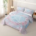 thumbnail image 3 of Manfei Romantic Cherry Blossom Twin Quilt Set,Cute Stars Twin Coverlet Set,Light Blue Pink,Pink Reversible,2pcs,1 Bedspread and 1 Pillowcase, 3 of 7
