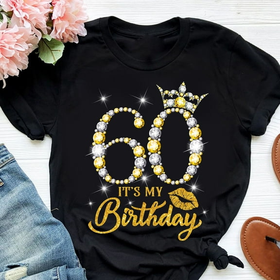 MilkCho It's My 60th Birthday Shirt, Personalized Mom Shirt, 60th Birthday Gifts Birthday Gold Diamond Shirt For Women, Birthday Party Gift For Mom
