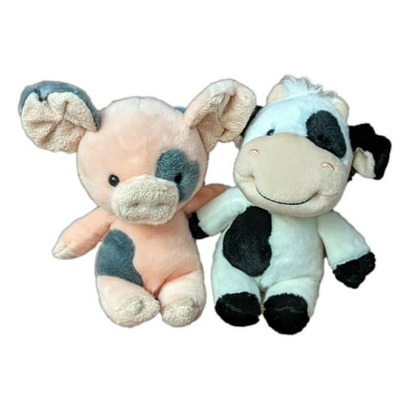 OINK & MOOTY Adorable Baby Pig & Cow 8" Stuffed Animal Plush by Aurora