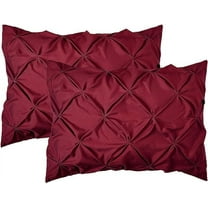 Mocassi 2-Pack Sham Set Pinch Pleat Design, Stylish Design-Easy Care, Wrinkle and Stain Resistant, 2-Piece Sham Set, Pleated King, Burgundy