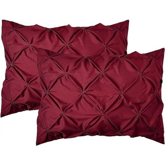 Elegant Comfort 2-Pack Sham Set Pinch Pleat Design, 1500 Thread Count, Stylish Design-Easy Care, Wrinkle and Stain Resistant, 2-Piece Sham Set, Pleated Standard/Queen, Burgundy