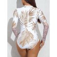 thumbnail image 5 of Women's Long Sleeve Rash Guard One Piece Swimsuit Back Zip High Cut Swimwear, 5 of 6