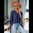 thumbnail image 4 of Blusas de Larga con Cuello en V para Mujer, Blusas Casuales Tipo Jersey, Blusas Holgadas y Elegantes, Blusas Tipo Túnica para Otoño. Azul Marino S, 4 of 10