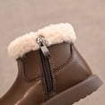 thumbnail image 5 of Kids Ankle Boots Winter Fleece Lined Faux Leather Booties Round Toe Soft Sole Comfortable Warm Boots Brown 6 Little Kids, 5 of 7