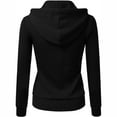 thumbnail image 4 of LEAVINGSUO Winter Coats for Women,Women's Casual Hooded Pockets Solid Zipper Long Sleeve Tops Sweatshirt Coat, 4 of 5