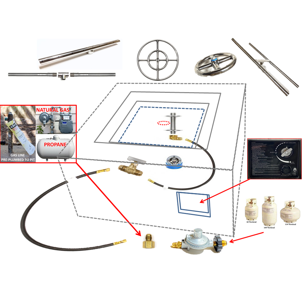 EasyFirePits Universal Backyard Gas Fire Table Guts Replacement Kit