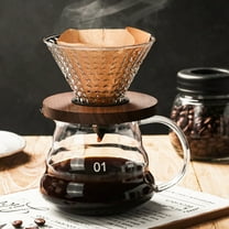 LABSERRON Reusable Coffee Filter Cup Funnel with Wood Tray Silicone 1Pc 3.93X3.54X3.34in