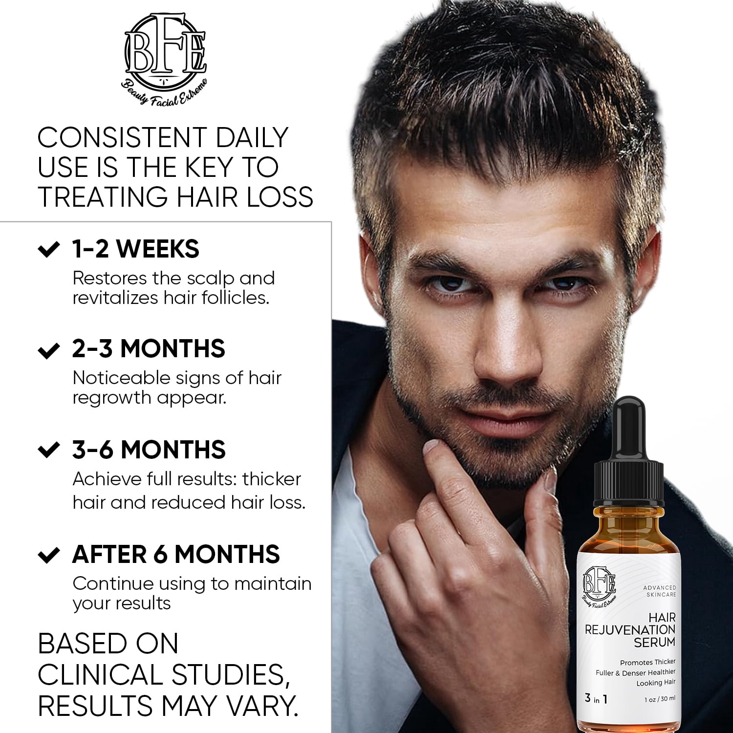 Hair Rejuvenation Serum- Maximum Strength DHT Blocker. Repairs & Stimulates New Follicle Hair Growth. Grow Stronger, Thicker, Fuller, Longer, Healthier Looking Hair. For Men & Women.