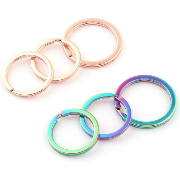 25/30mm Rainbow Round Split Key Rings Key Chain Jewelry Charm Clasp Supplies,Small Jump O Rings Loop Metal Open Key Ring pendan 20pcst Hardware (30mm Rose Gold)