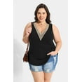 thumbnail image 2 of TIYOMI Women's Plus Size Black Tank Tops 3X Lace Trim V Neck Tank Tops Sleeveless Basic Solid Tops Loose Fit Guipure Shirts Summer Camisole 3XL 22W 24W, 2 of 6