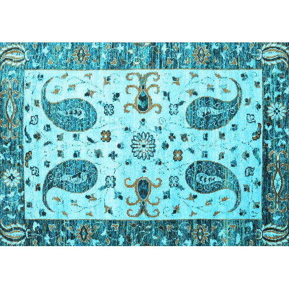 Ahgly Company Indoor Rectangle Persian Light Blue Traditional Area Rugs, 8' x 12'