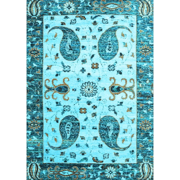 Ahgly Company Indoor Rectangle Persian Light Blue Traditional Area Rugs, 5' x 7'