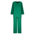 thumbnail image 5 of DTBPRQ 2 Piece Outfits Lounge Sets for Womens Plain Cotton Linen Set Loungewear Long Sleeve Tops and Joggers Sweatpants Sweats Track Suits Set, 5 of 7