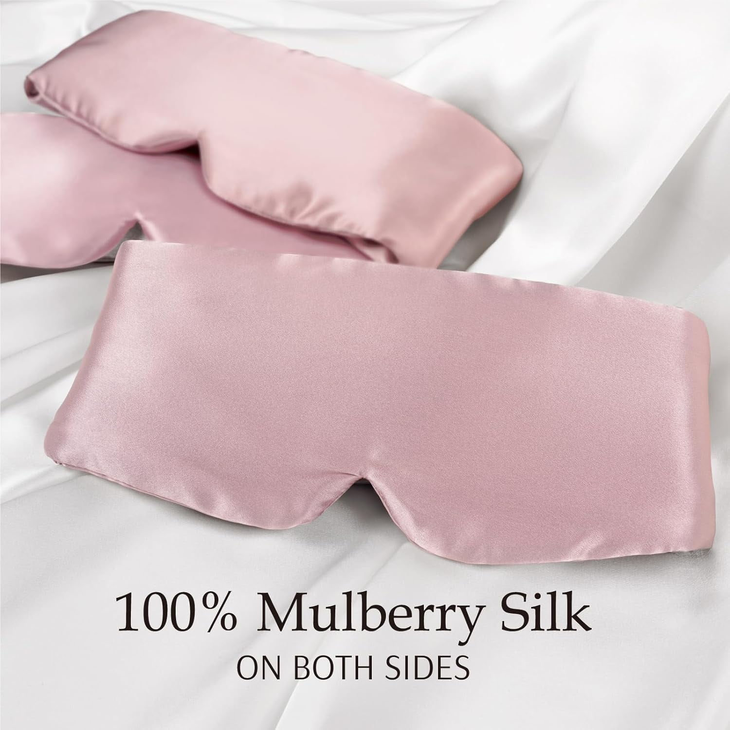 100% Mulberry Silk Sleep Mask Eye Mask for Man and Woman with Adjustable Headband, Full Size Large Sleep Mask & Blindfold for Total Blackout for All Night Sleep, Travel & Nap- Light Plum