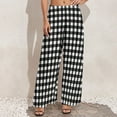 thumbnail image 5 of Black White Plaid Pants Checkerboard Print Trendy Wide Leg Pants Women Oversized Street Fashion Design Straight Trousers, 5 of 6